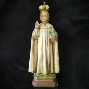 Vintage Infant of Prague Statue Child Jesus Statue Chalkware Figure 17 Inches